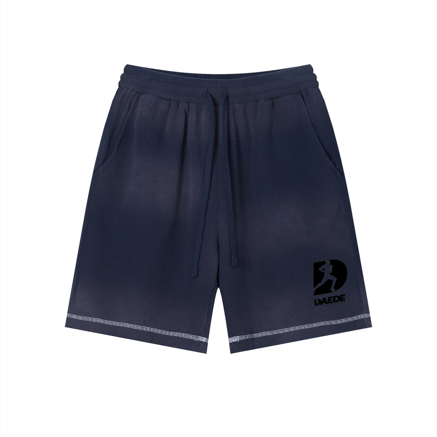 Unisex Sunfade Waffle Raw Hem Shorts