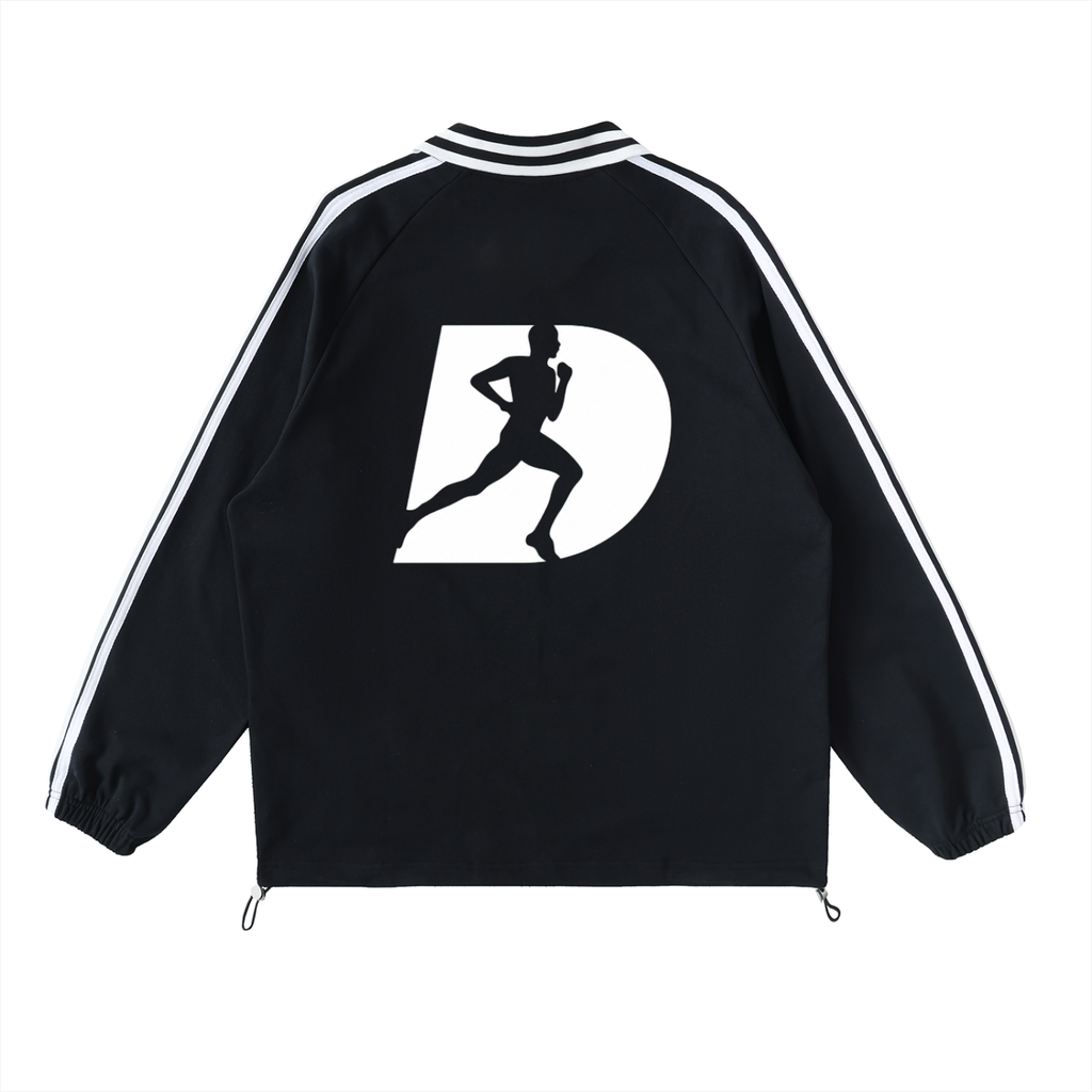 Contrast Striped Lapel Collar Sweatshirt