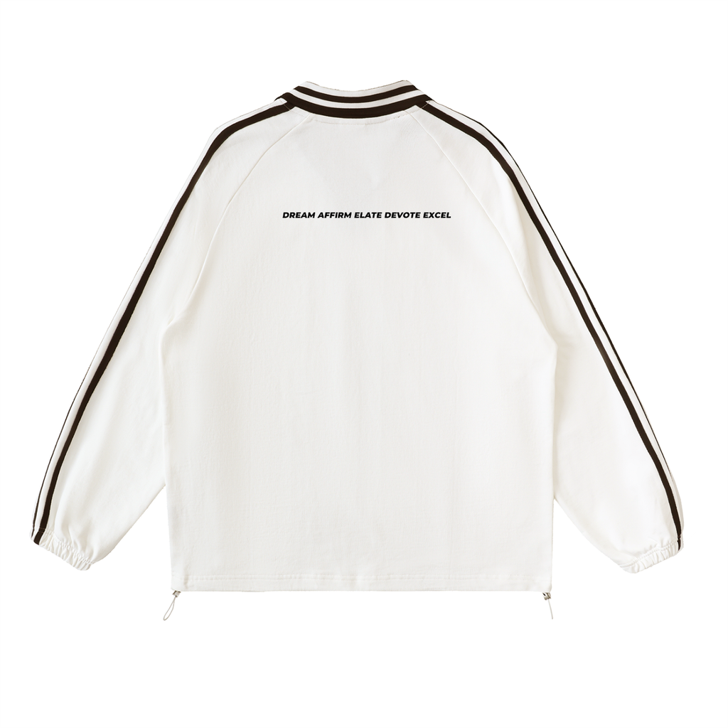 Contrast Striped Lapel Collar Sweatshirt