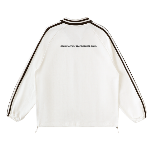 Contrast Striped Lapel Collar Sweatshirt